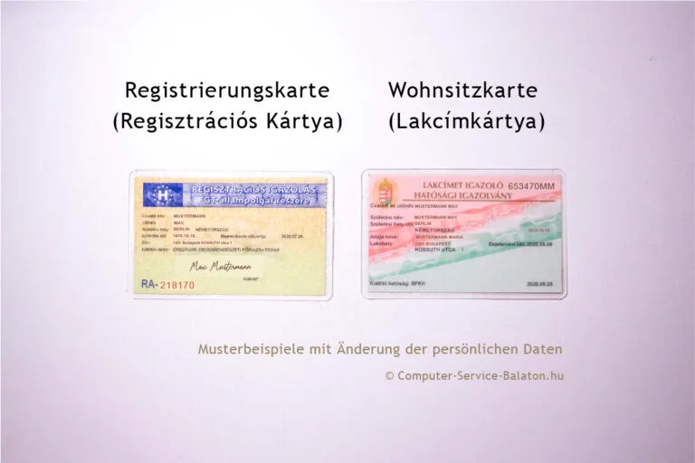 Registrierungskarte oder Lakcímkártya, Wohnkarte, Wohnsitzkarte Ungarn