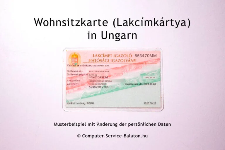 Lakcímkártya, Wohnkarte, Wohnsitzkarte Ungarn